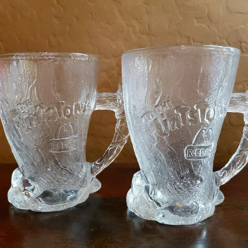 The Flintstones 1993 Collectible McDonald's, Mammoth RocDonald's Mug x 2